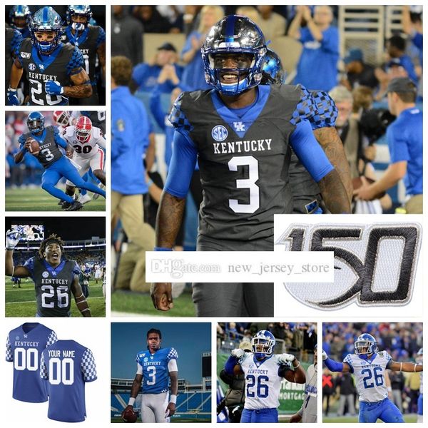 NCAA Custom Kentucky College Wildcats Camisetas de fútbol Ed 22 Jared Lorenzen 33 Travis Tisdale 56 Kash Daniel Sawyer Smith Akeem Hayes Jersey