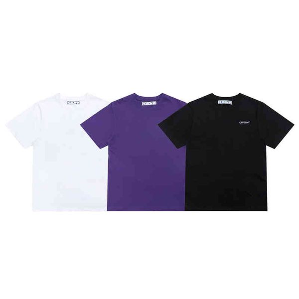 

factory direct sales designer new brand short sleeve wholesale off summer ow printed shell dense forest men's and women's casual, White;black
