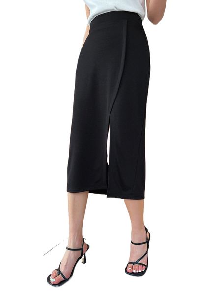 

dazy high waist wrap skirt i5mr#, Black
