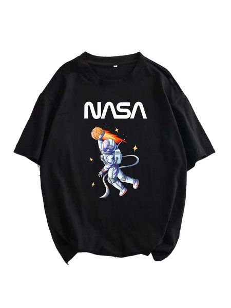 

men letter & spaceman print tee h5wm#, White;black