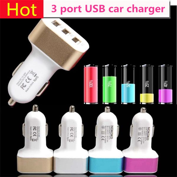 3 Port USB Araç Şarj Adaptörü DC 5 V 2.1A 2A 1A Hızlı Şarj Güç Kaynağı Evrensel iPhone 13 Pro 12 Cep Telefonu Cep Telefonları Smartphone Tablet PC