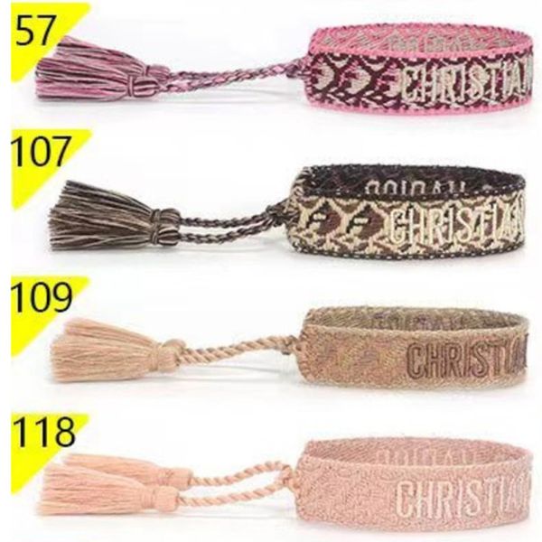 

fashion classic brand embroidery bracelets luxury women men bangles friendship charm bracelet woven adjustable tassel vintage couple braided, Golden;silver