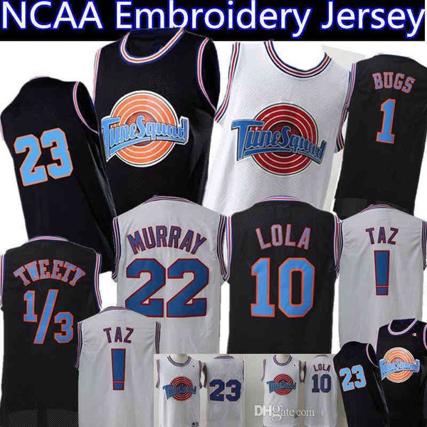 

23 space men's jam michael jersey 1 bugs bunny 2 daffy duck 10 lola bunny 13 tweety 22 bill murray basketball jerseys black white