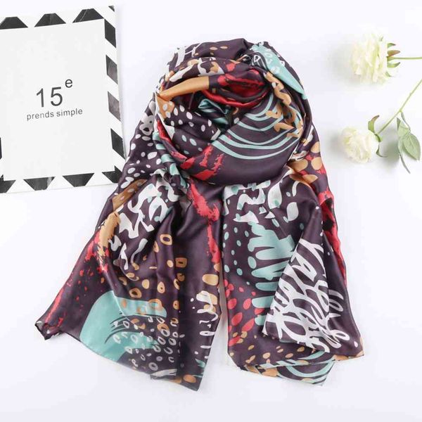 

[]spring and summer printed silk scarf sunscreen long silk scarf beach towel scarf, Blue;gray