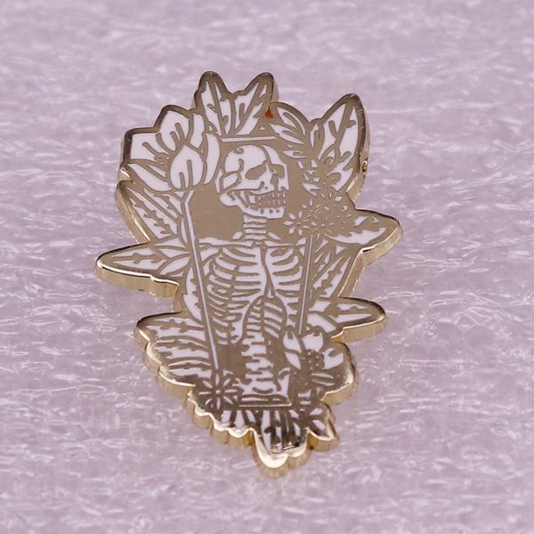 

coffin pin halloween brooch flower floral skull brooch, Blue