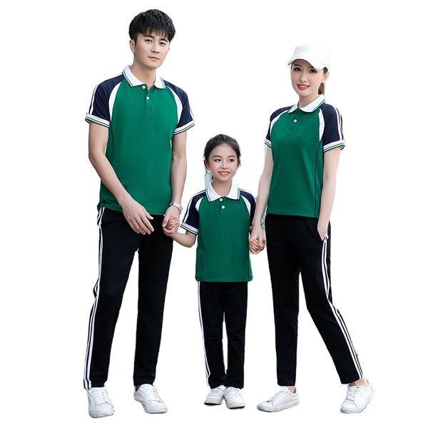 Damen-Trainingsanzüge, Sommer, Baumwolle, Polyester, Schüler, kurzärmelig, Sportbekleidung, Mädchen, Schule, Student, Uniform, Laufen, Training, Poloshirt + Hose, Junge