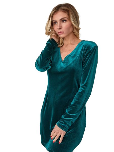 

1pc v neck fitted velvet dress h0lu#, Black;gray