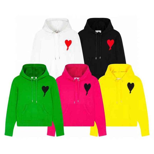 

men's hoodies sweatshirts fashion correct version love letter a jacquard hooded wool knitted sweater men's and women's runnin, Black