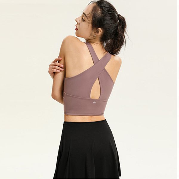 

lulu lu-yw074 bras brand sports underwear women's cross back shockproof bra running yoga vest gathering fitness suit sa8a, Red;black