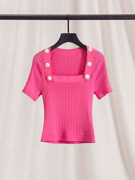 

women's knits tees small fragrance ice silk curly pearl collar exposed collarbone sweater pullover female short sleeve summer thin slim, White