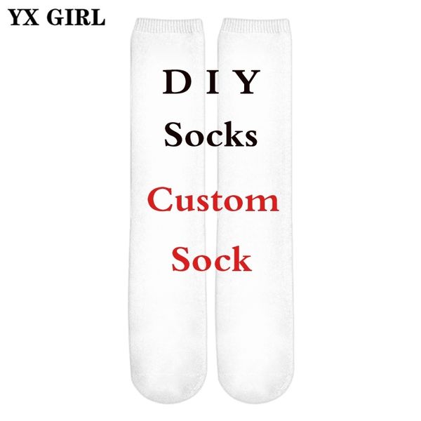 YX GIRL 3D-Druck DIY individuelles Design Damensocken Modestil Socke Drop Großhändler Lieferanten für Versender 220707