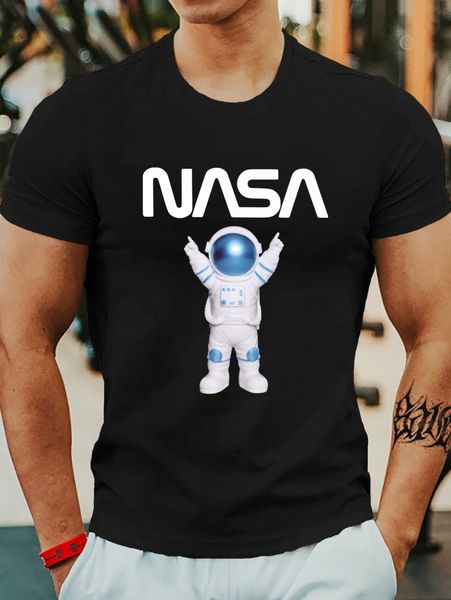 

men letter & spaceman print tee n5zd#, White;black