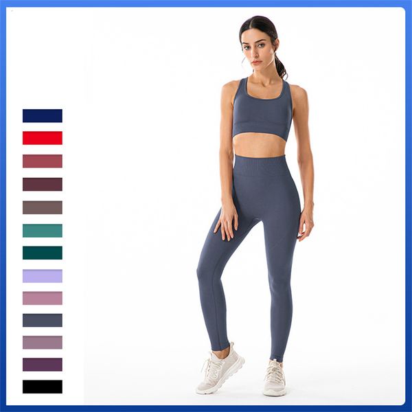 

lu-6095 yoga outfit fi seaml fi clothes women's shockproof gathered bra sports running trousers two-piece set please check the size