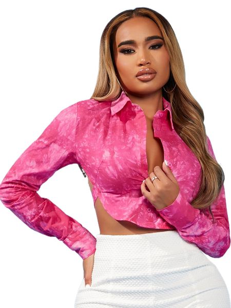 

sxy tie dye backless crop blouse p5fa#, White