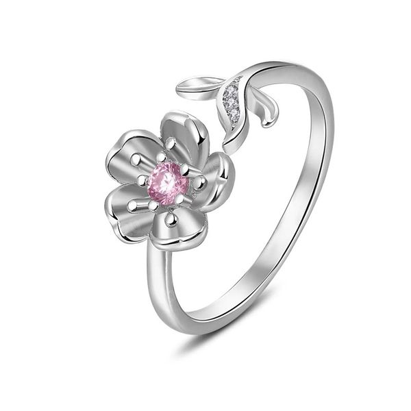

925 silver pink flower love ring for women wedding engagement finger rings jewelry