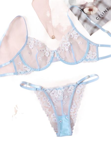 

appliques schiffy underwire thong lingerie set o4of#, Black;red