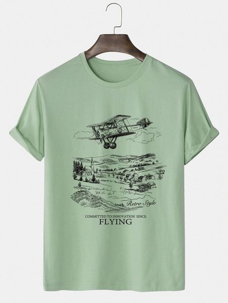 

men letter & helicopter print tee q9fl#, White;black