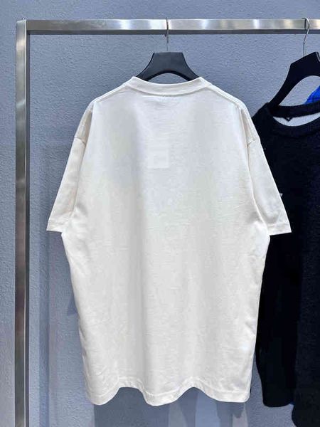 

t-shirts spring and summer high version chest art embroidery pullover loose new versatile men's and women's t-shirt short outlet_3, White