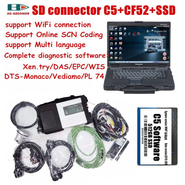 

mb star sd connect c5 wifi diagnose tool software ssd hdd with lapcf52 toughbook super windows 11system scanner for cars trucks ready to use