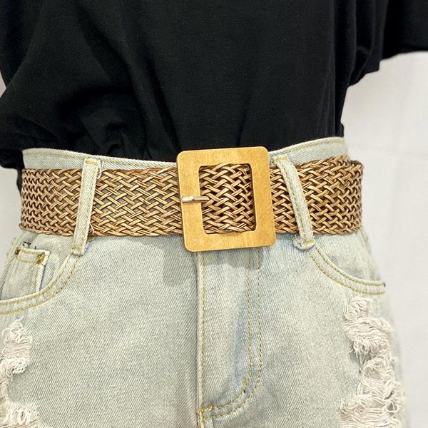 Gürtel Frauen Stretch Twist Woven Gürtel Wachs Seil Geflochtener Bund Casual Weibliche Für Jeans Kleid Metall Schnalle Taille StrapBelts