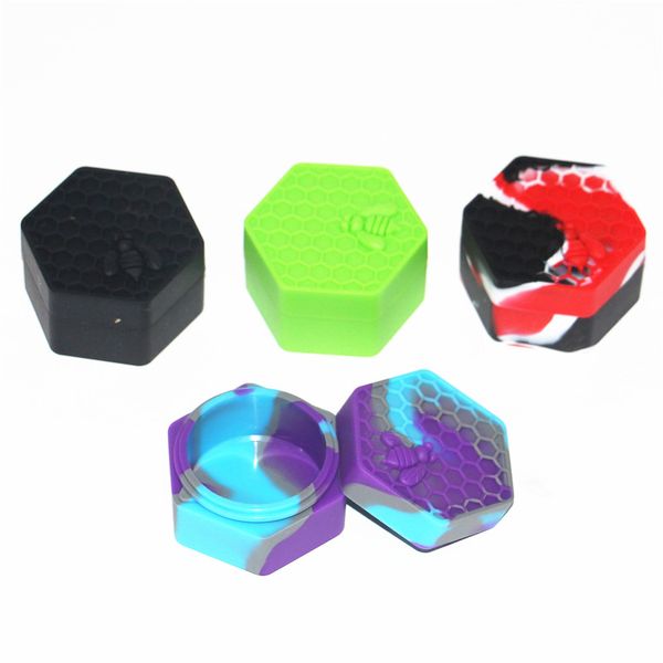 Honeybee Hexagon Silicone DAB Cera Contenitore Box 26 ml Conteni di stoccaggio in silicone Slitte olio Cacther