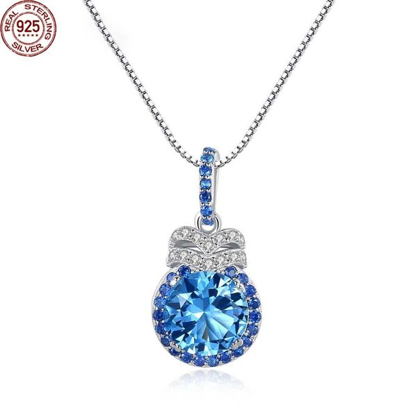 

luxury 7mm blue z pendant necklace for women charming chain gemstone femme wedding 925 silver jewelry gifts