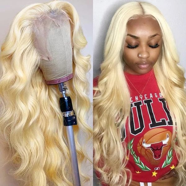 

613 Honey Blonde Lace Front Wigs for Women 10-28 Inch Long Body Wave Transparent Synthetic Lace Frontal Wig, Wig cap