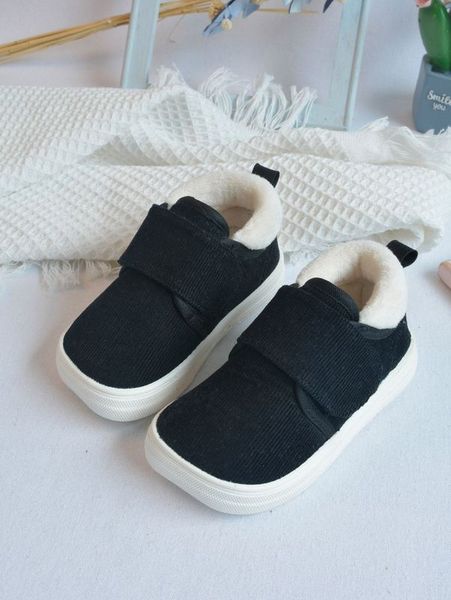 

boys two tone hook-and-loop fastener strap sneakers she01, Black