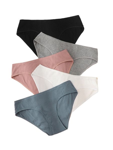 

plus 5pack rib panty set m2ce#, Black;white