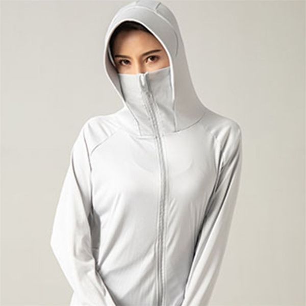 

summer explosion ice silk sun protection clothing outdoor shade solid sunscreen clothing breathable uv hooded sunscreen clothing 201203, Black