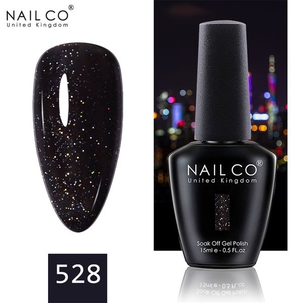 

nailco 15ml gel s semipermanent uv varnish glitter glass bottle nail art polish for manicure 220711