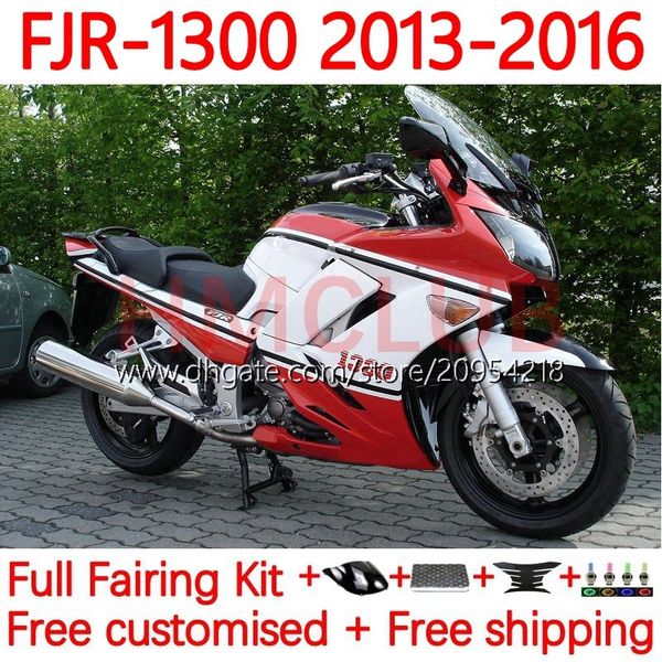 Yamaha için OEM Fairings FJR-1300 FJR 1300 A CC FJR1300A 2001-2016 Yıl Moto Gövde 38NO.8 FJR1300 13 14 15 16 FJR-1300A 2013 2014 2015 2016 Tam Gövde Kiti Beyaz Kırmızı