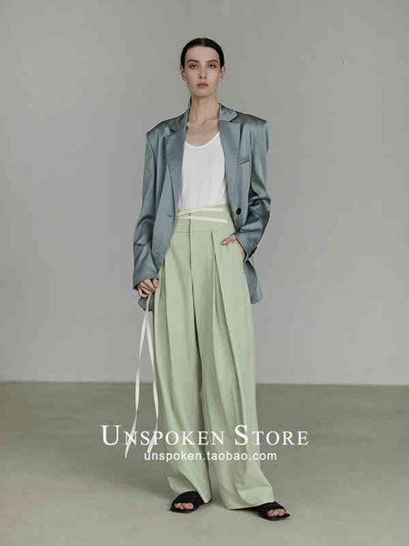 

two piece dress unspoken spring design women satin oversize blazer 5f3i, White