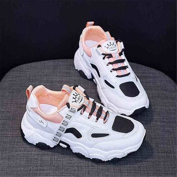 Plus Größe 41 Luxus Schuhe Frauen Designer Weiße Turnschuhe Frau Low-Top Dicken Sohlen Casual Sport Schuhe Weibliche Koreanische alte Sneaker G220610