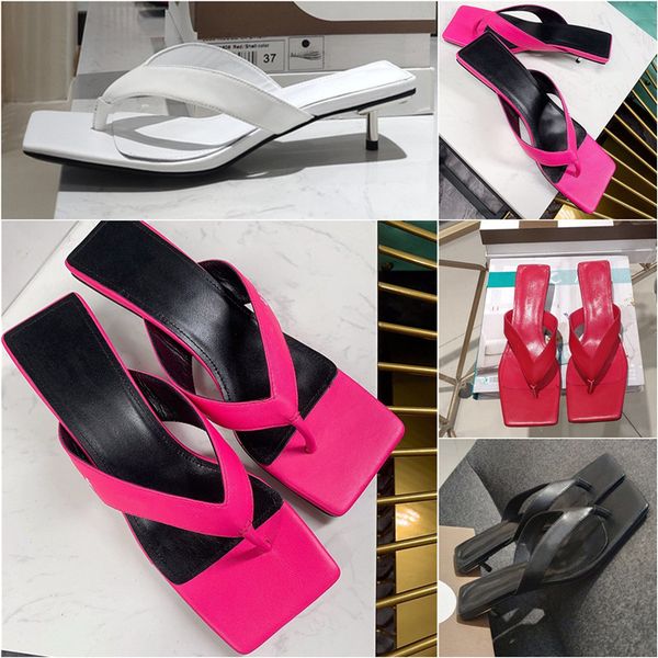 

women designer sandals steel heart iron heel magic flip flops square toe slide wedding slipper, Black