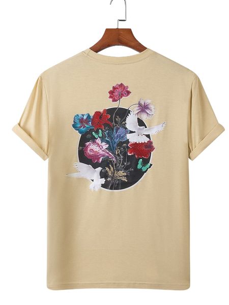

men floral & dove print tee b6cc#, White;black