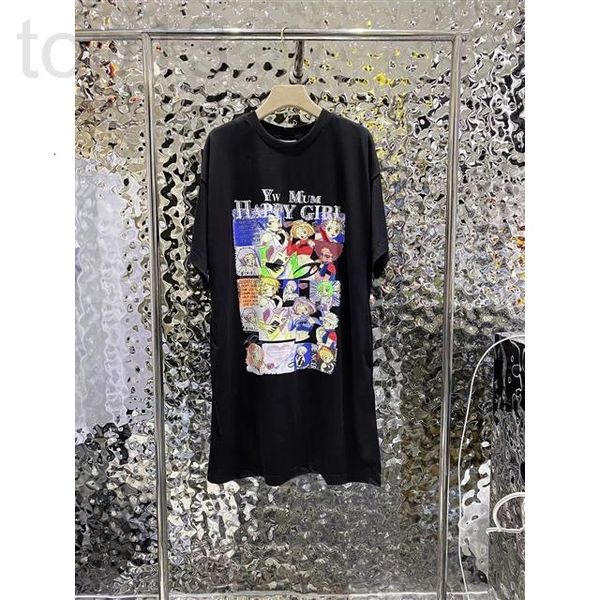 

women's t-shirt designer chaopai 22 early spring new letter cartoon printed bottom shirt women's short sleeve loose medium and lon, White