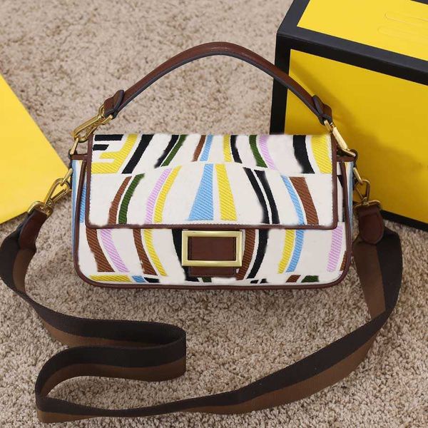 

evening bags messenger fashion women bag designer famous brand rainbow canvas letter pattern stitching high-quality high-capacity handbag