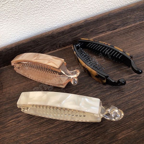 

vintage leopard acetate hair claw banana clip marble hair clips hairpins for women girls hair accessories, Slivery;white