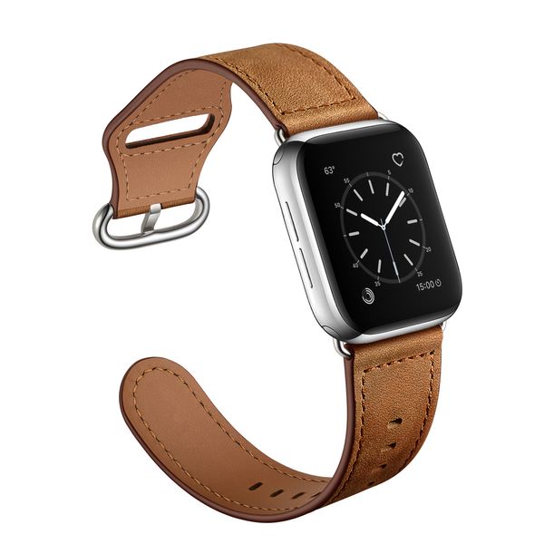 Brown Smart Watch Bands для Apple Watchs State WatchBand SmartWatch Iwatch Series 7 S7 SE ремешки подлинные коровьи дизайнерские браслеты кожаная полоса 38 мм 40 мм 41 мм 45 мм Великобритания США