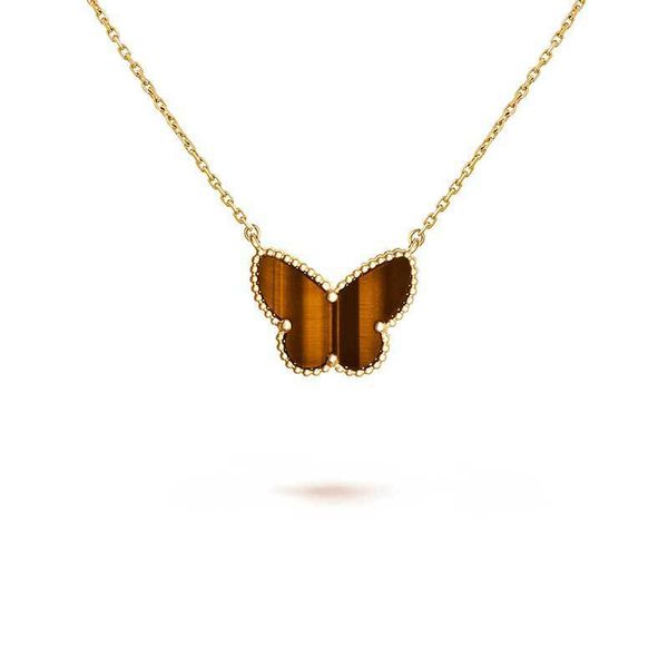

fashion jewelry necklaces designer luxury two butterfly pendant necklace diamond forgirls red bule white shell rose gold platinum pendant pa, Silver