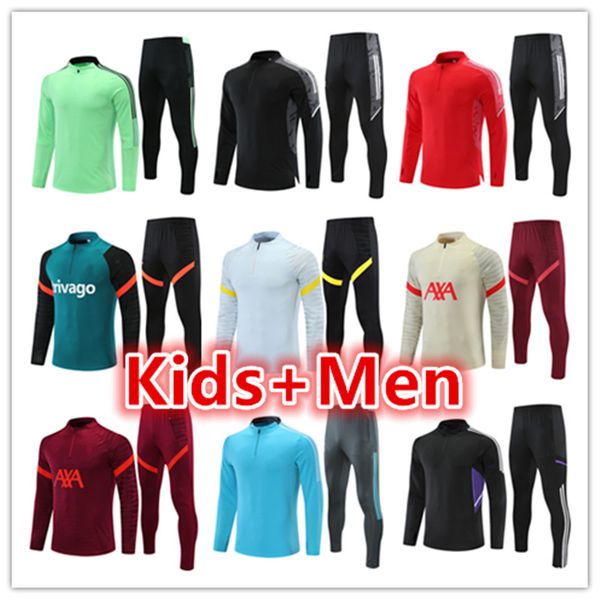 

football jerseys mens and kids kit soccer tracksuit jersey 22 2122 training jacket chandal futbol survetement foot maillot de, Black