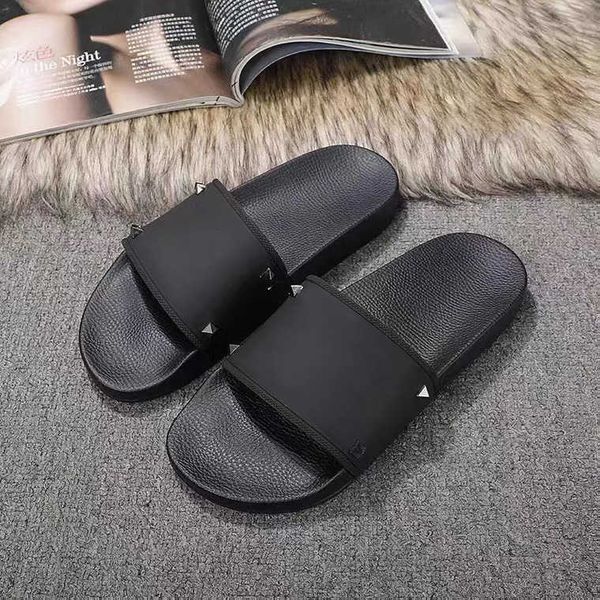 

2022 men women slipper font shoes slide fashion sandals flat flip flop with box size 35-46, Black