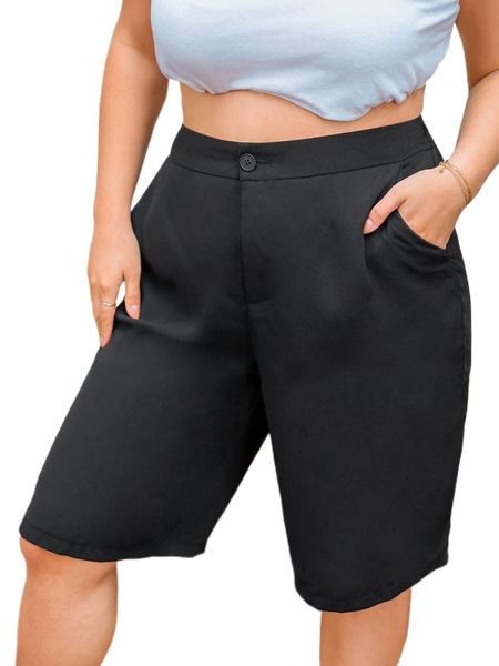 

plus slant pocket bermuda shorts s6ee#, Black
