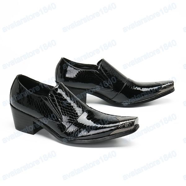 Pele de cobra de couro preto homem sapatos de salto alto festas de casamento mass vestido de vestido mais tamanhos sênis formal de negócios para homens