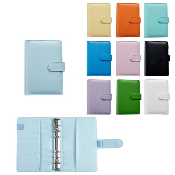 14 colors Empty Loose Leaf Notebook A6 Binders Filing Supplies 13x19cm PU Cover Spiral File Notepad Cover Folder Budget Planners Binder without Inserts