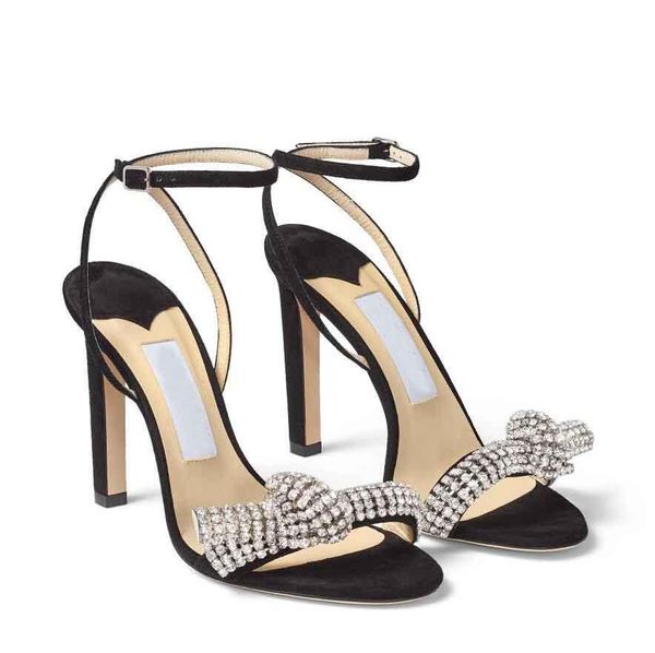 

summer women sandal shoes party wedding dress thyra gladiator sandalias crystal bow strap women's pumps lady high heels eu35-43, Black