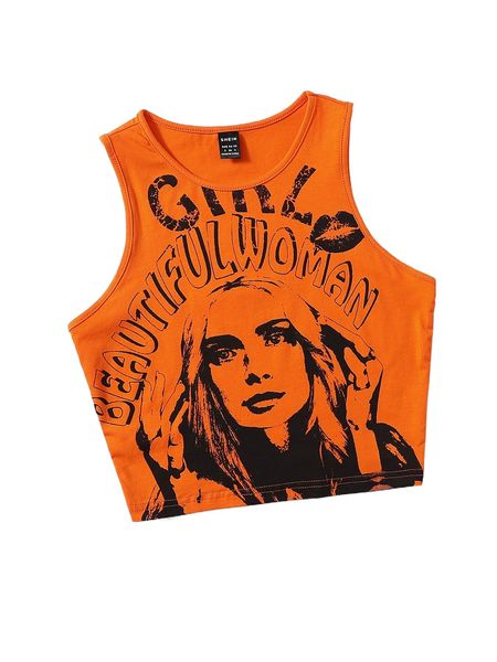 

letter & figure graphic crop tank c3q1#, White