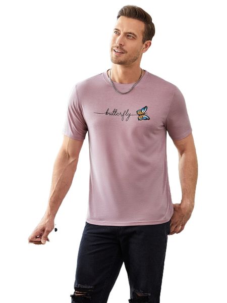 

men butterfly & letter graphic tee z8wo#, White;black