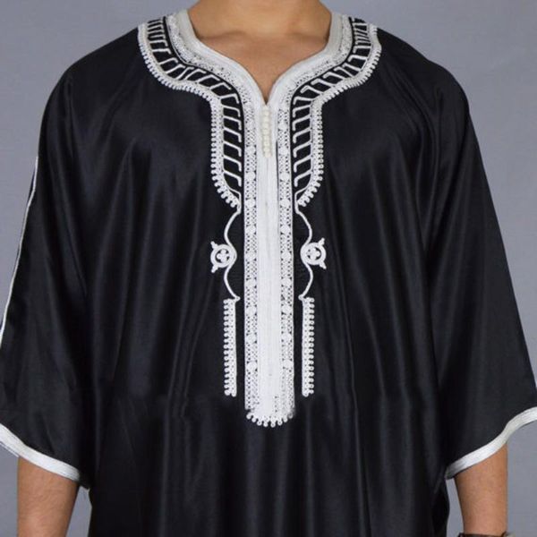 

ethnic clothing muslim man kaftan moroccan men jalabiya dubai jubba thobe cotton long shirt casual youth black robe arab clothes plus size, Red